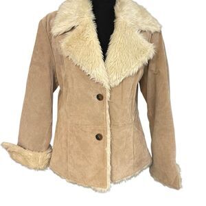 Vintage New York Classics Leather Faux Fur Button Jacket/Coat